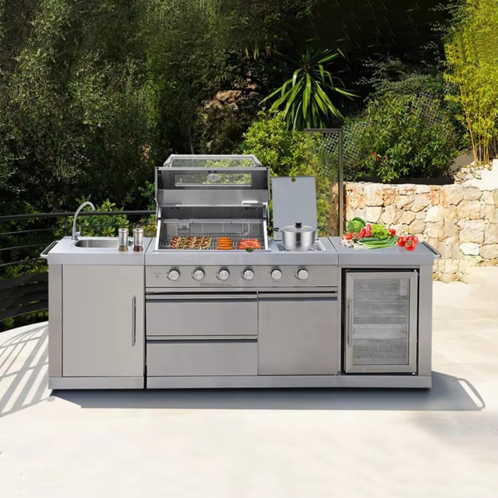 Outdoor Furniture Bali - Outdoor Kitchen with Roof Cover Weather-Resistant