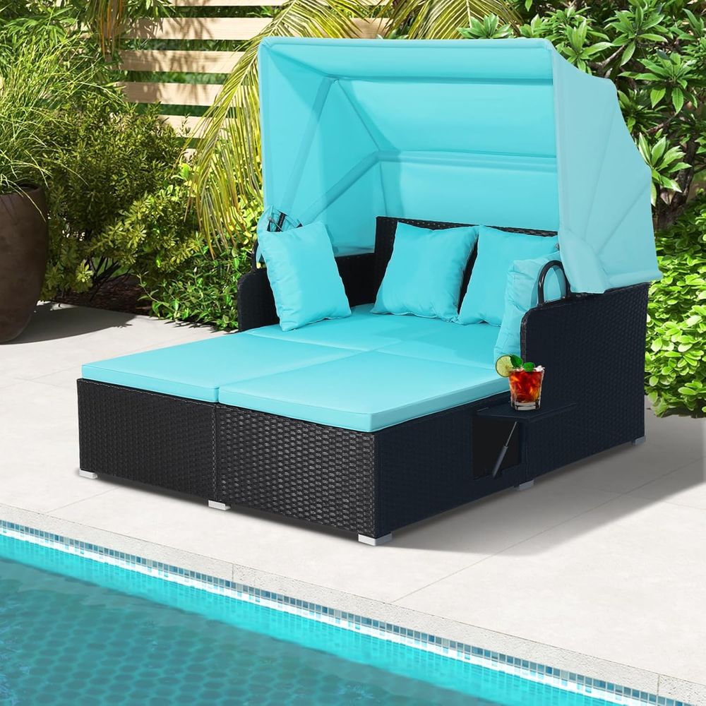 Outdoor Furniture Ofo - Outdoor Daybed, 2-Person Wicker Patio Soa