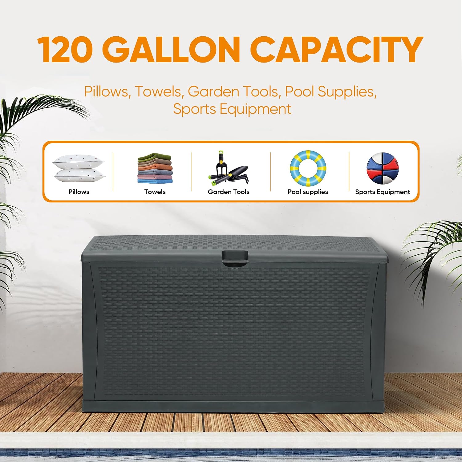 100 Gallon Resin Deck Box Wate - огляд і ціна Outdoor Furniture Ofo