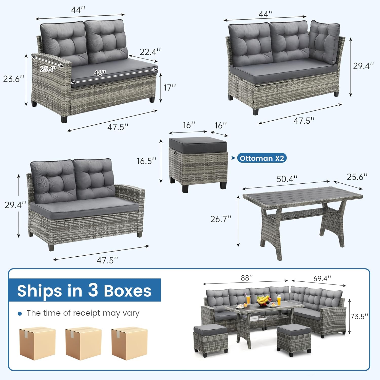 6 Piece Patio Furniture Set, D - огляд і ціна Outdoor Furniture Bali
