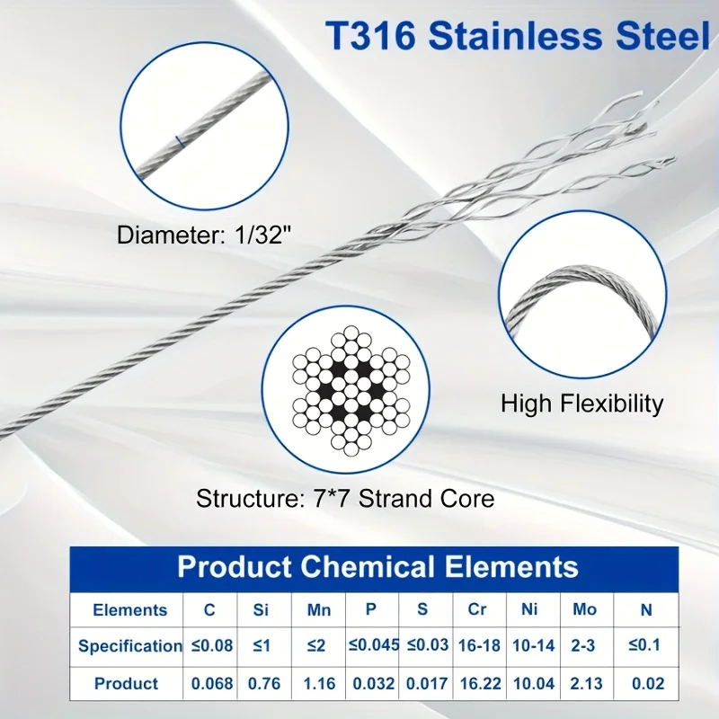 50m/196ft Stainless Steel Wire - огляд і ціна Outdoor Furniture Rope