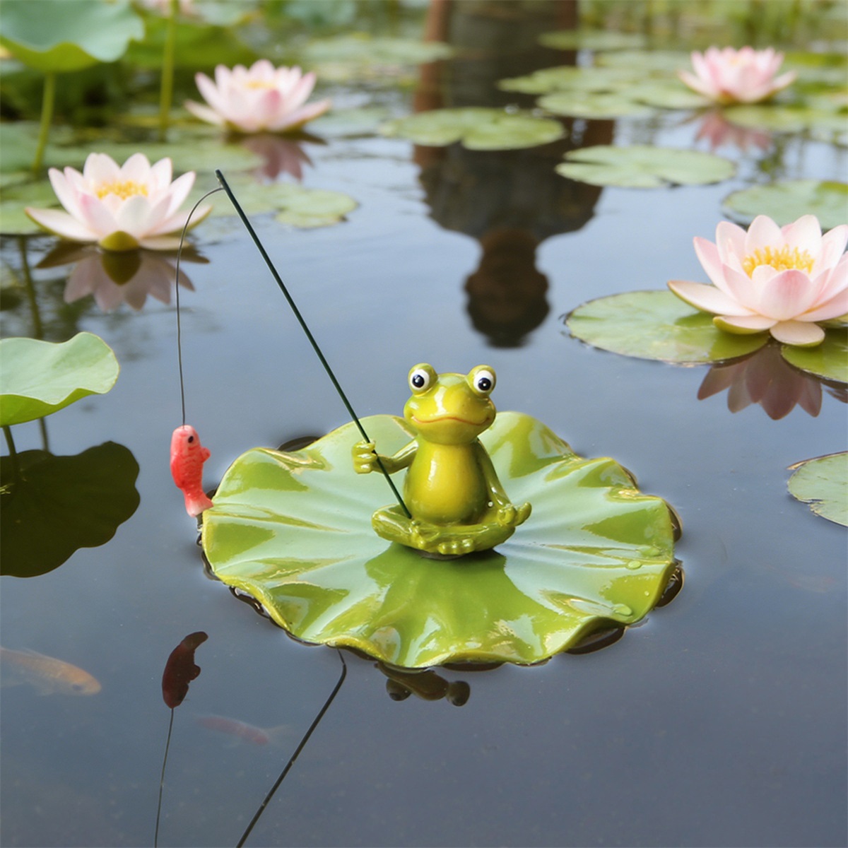 Floating Lotus Leaf Frog Statu - огляд і ціна Outdoor Furniture Resin