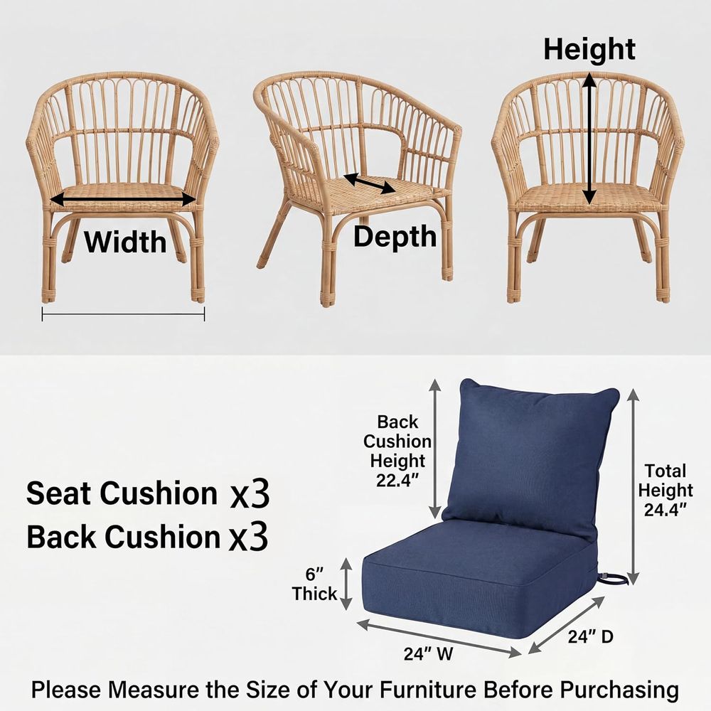 6 Thick Outdoor Chair Cushions - огляд і ціна Outdoor Furniture Cushions 24 X 24