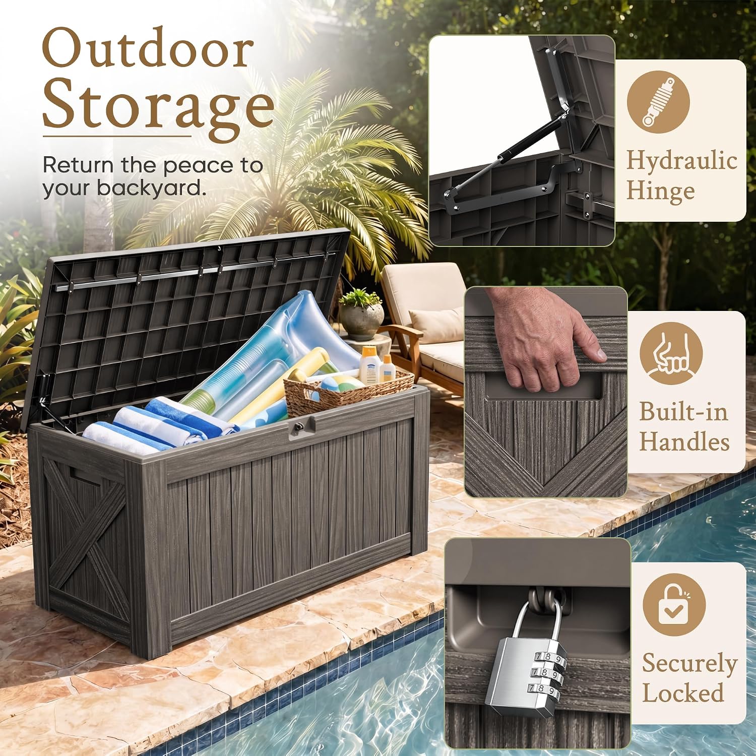 120 Gallon Large Deck Box Outd - огляд і ціна Outdoor Furniture Resin