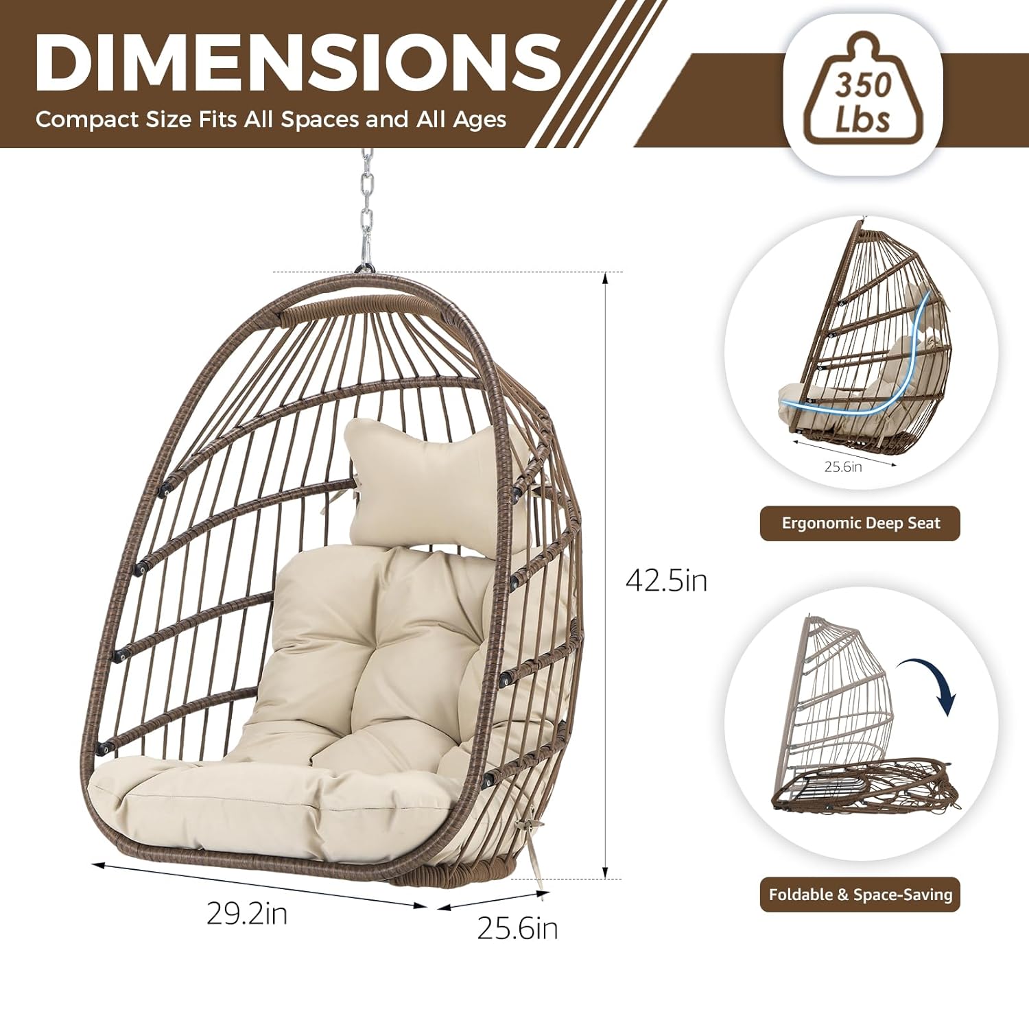 Outdoor Hanging Egg Chair With - огляд і ціна Outdoor Furniture Egg Chair