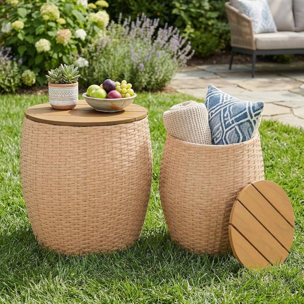 Side Table Set o 2, Wicker Rou - огляд і ціна Outdoor Furniture Ofo