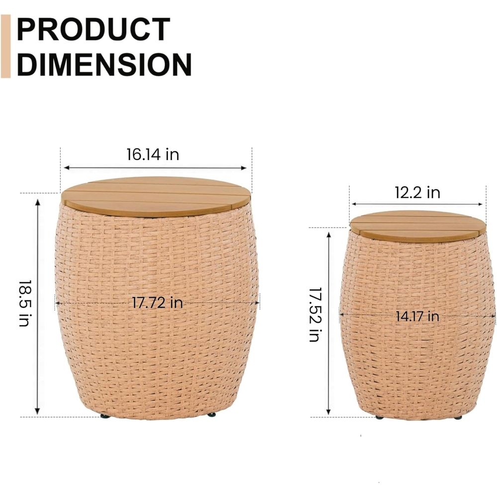 Side Table Set o 2, Wicker Rou - огляд і ціна Outdoor Furniture Ofo