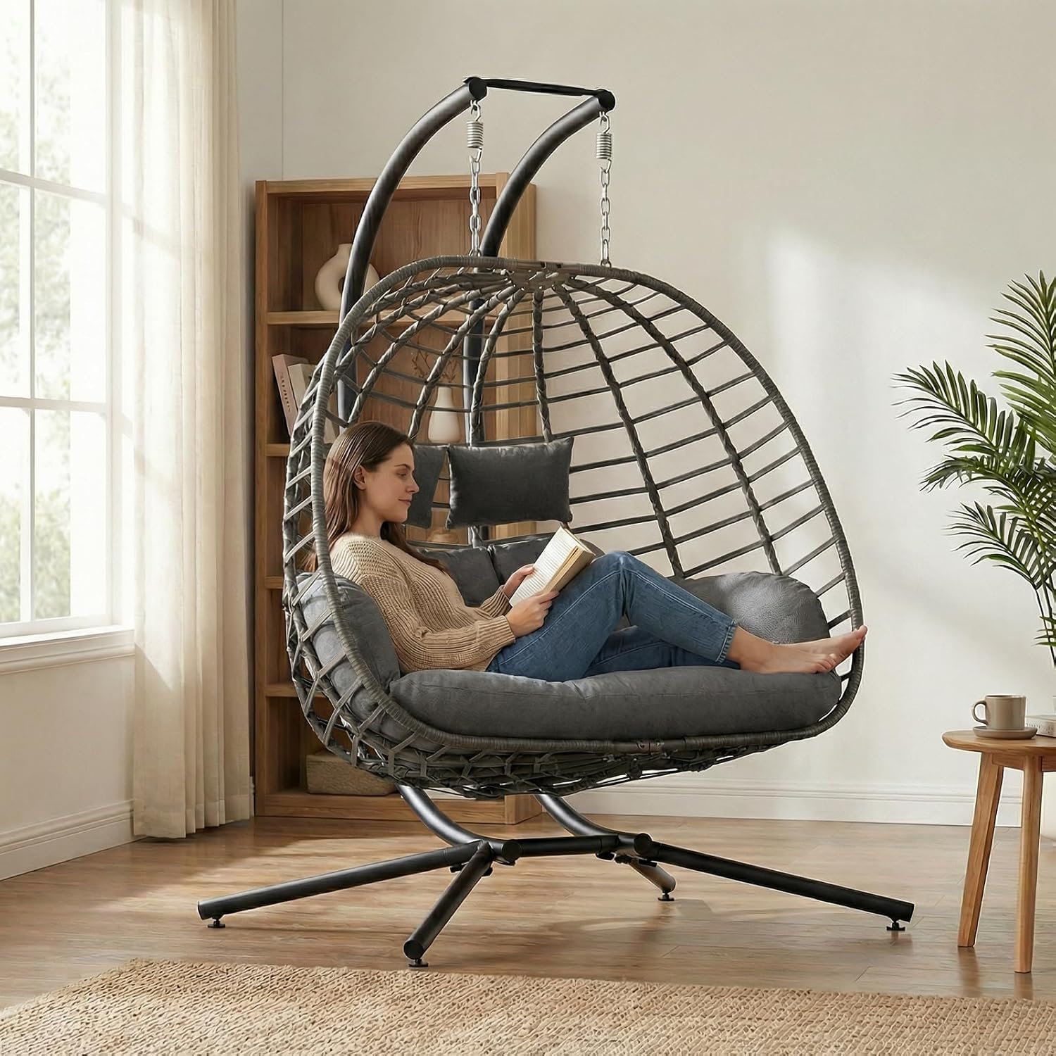 2 Person Egg Swing Chair with  - огляд і ціна Outdoor Furniture Egg Chair