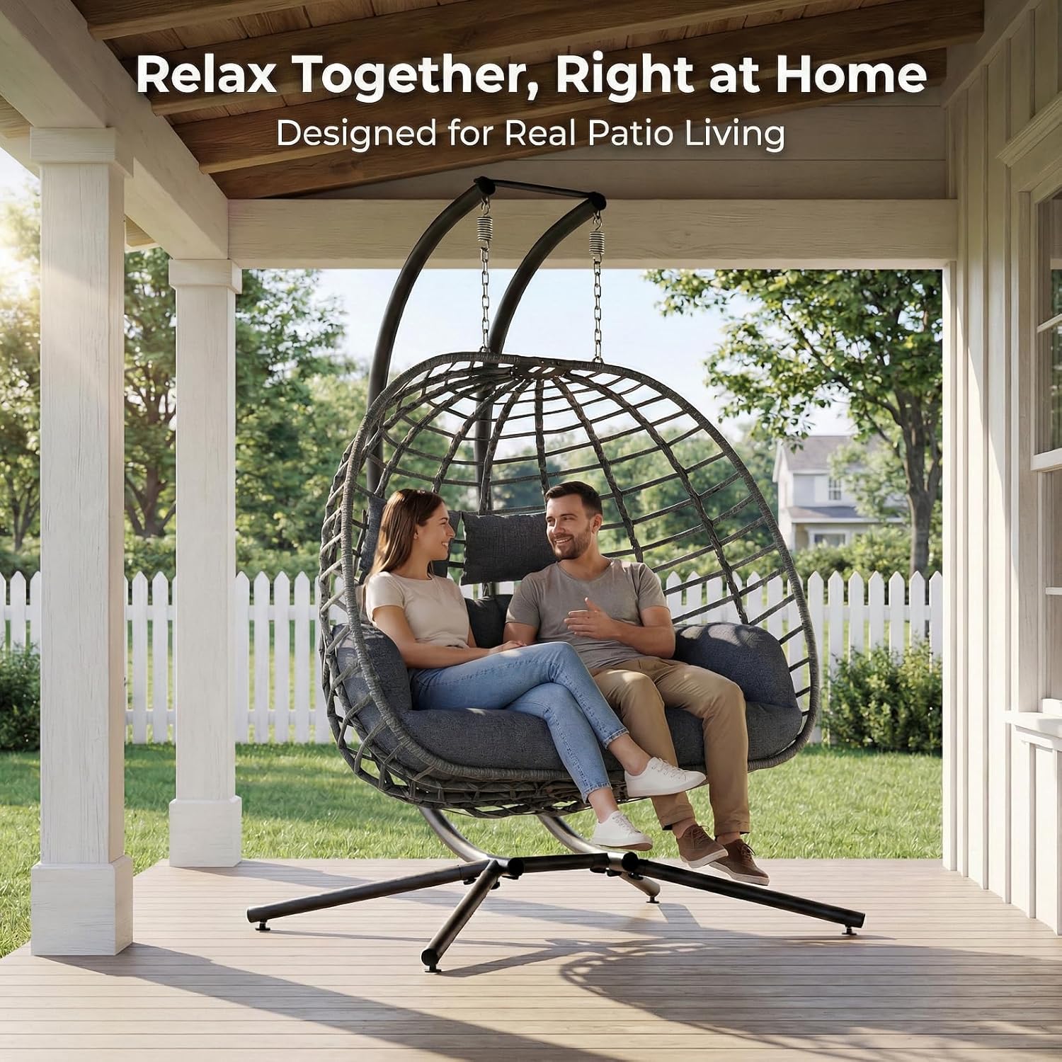 2 Person Egg Swing Chair with  - огляд і ціна Outdoor Furniture Egg Chair