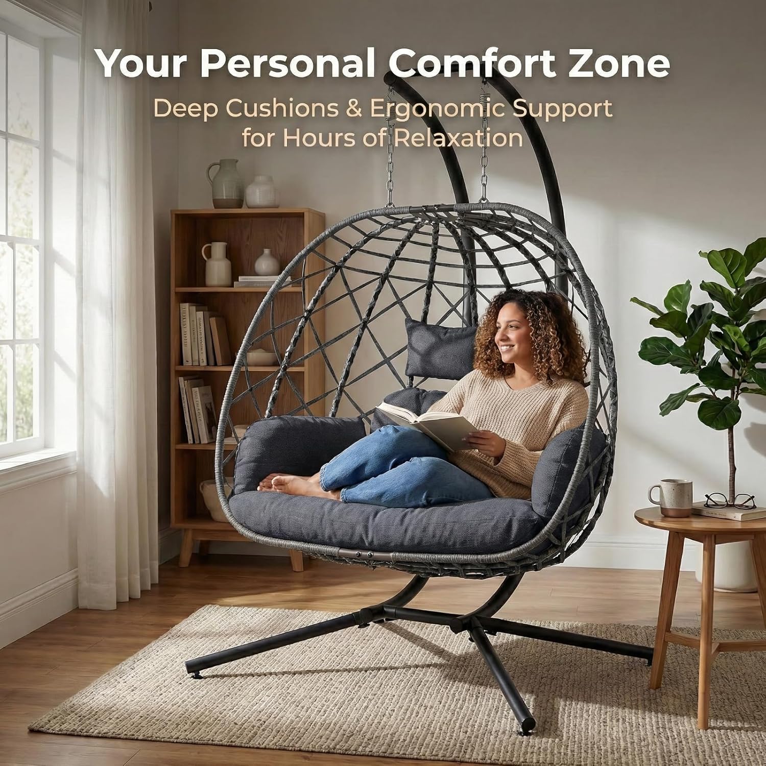 2 Person Egg Swing Chair with  - огляд і ціна Outdoor Furniture Egg Chair